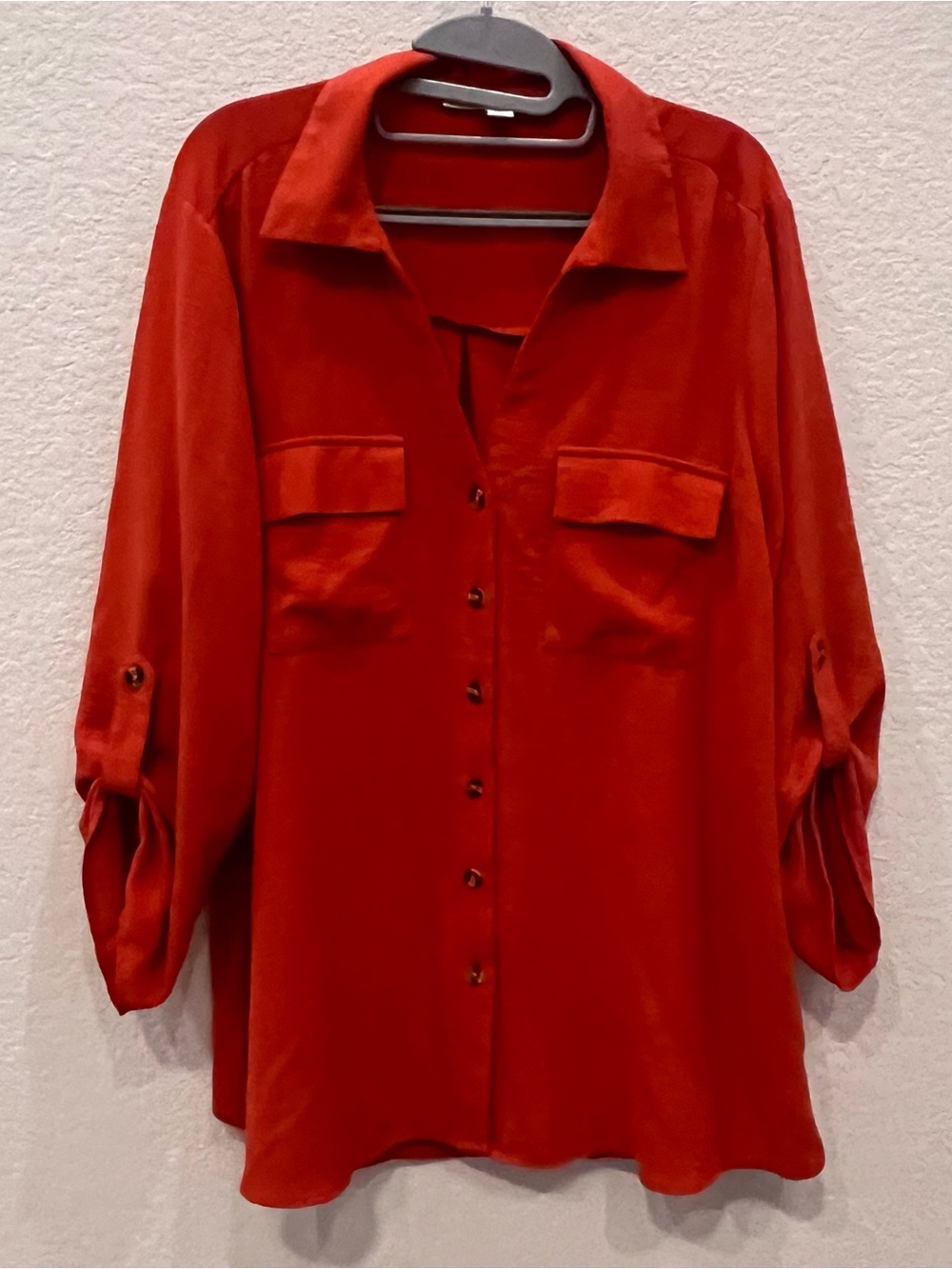 Good days only Women's Orange Button-Front Blouse 2X
